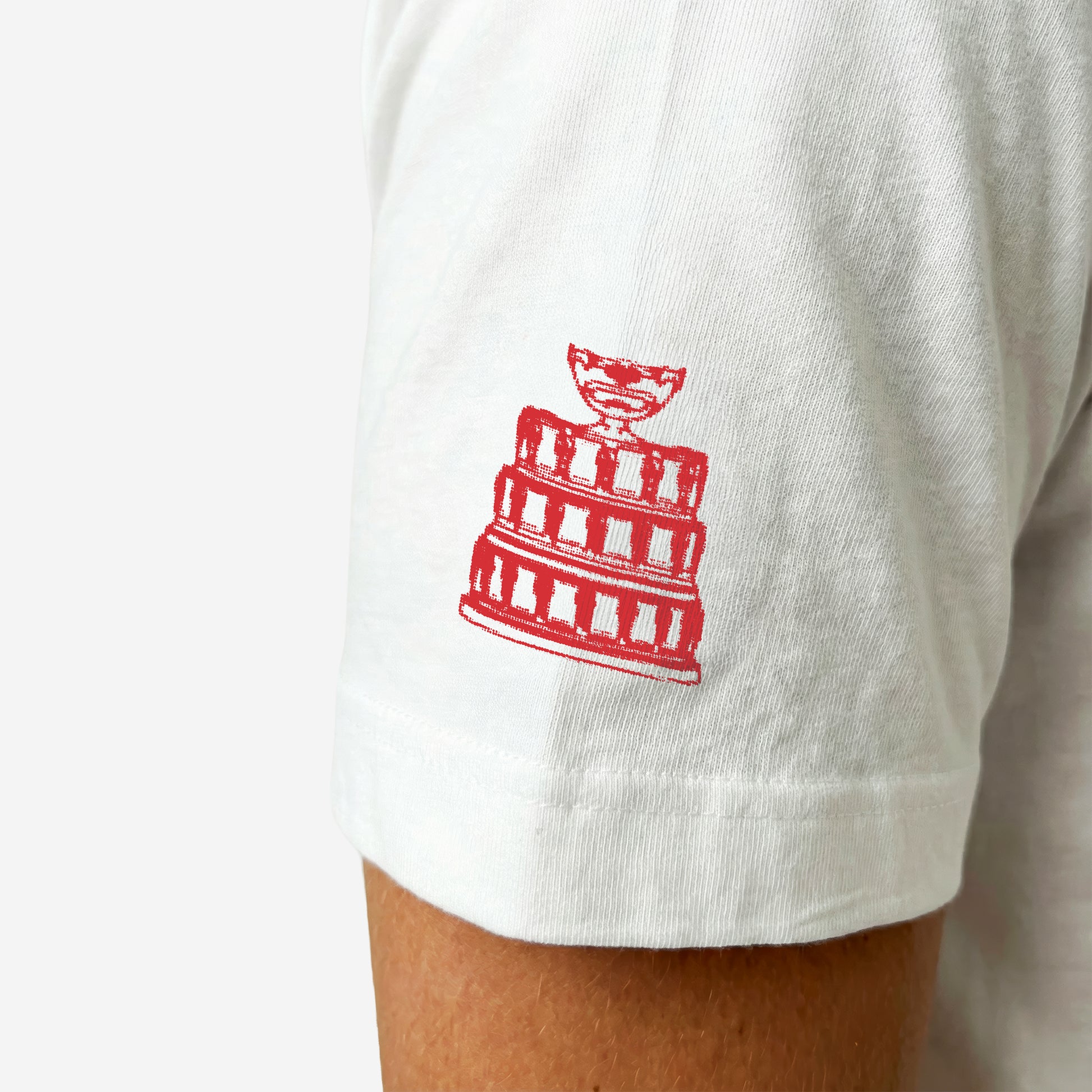 FAT COURTS Davis Cup 1988 T-Shirt – Detail sleeve print Davis Cup trophy
